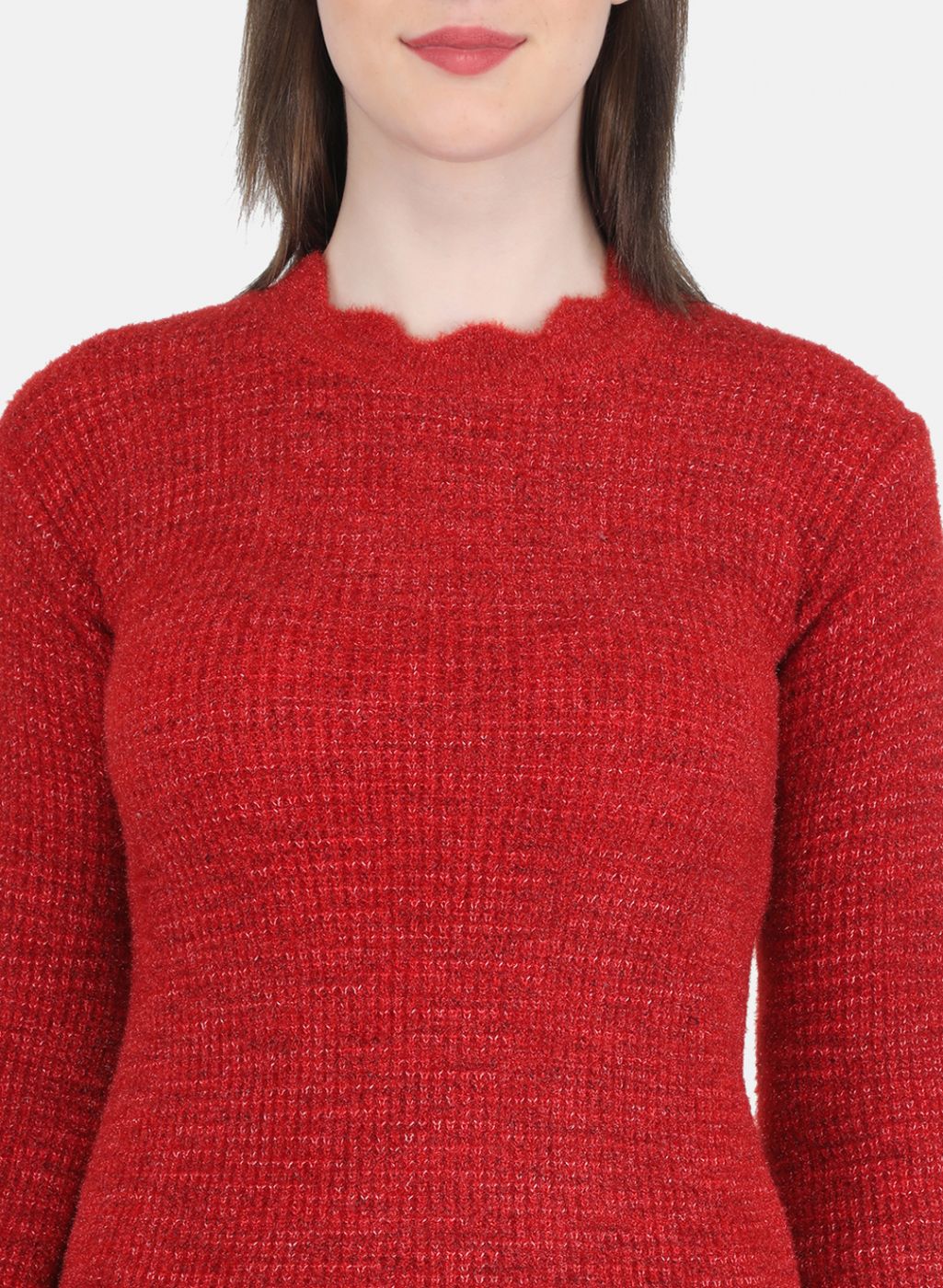 Women Red Self Design Top