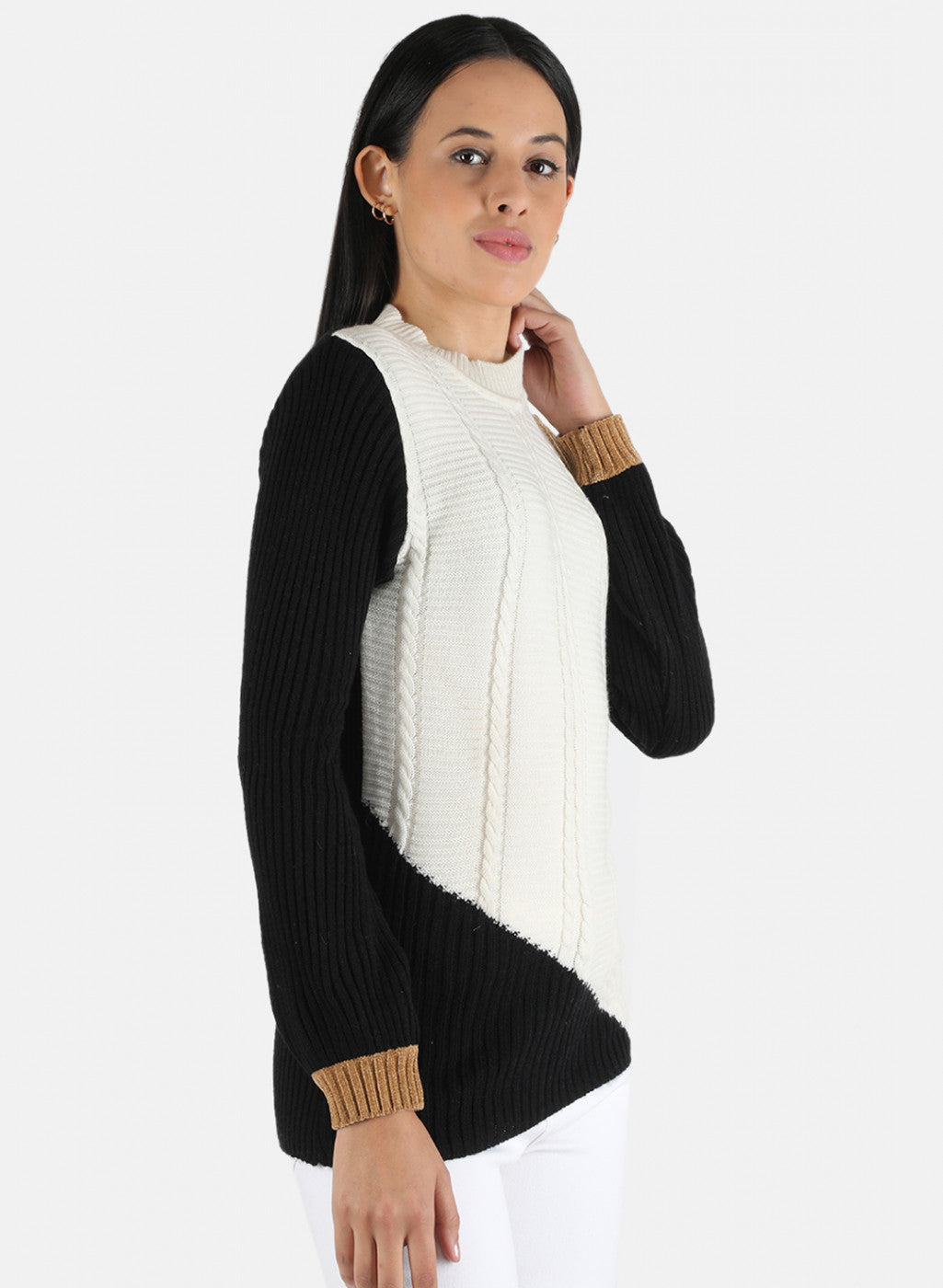 Women White Self Design Top