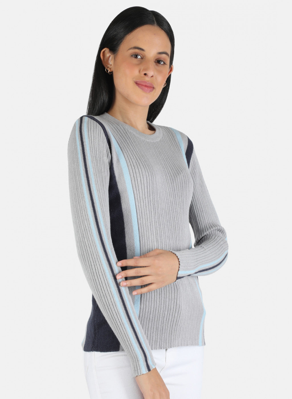 Women Grey Self Design Top