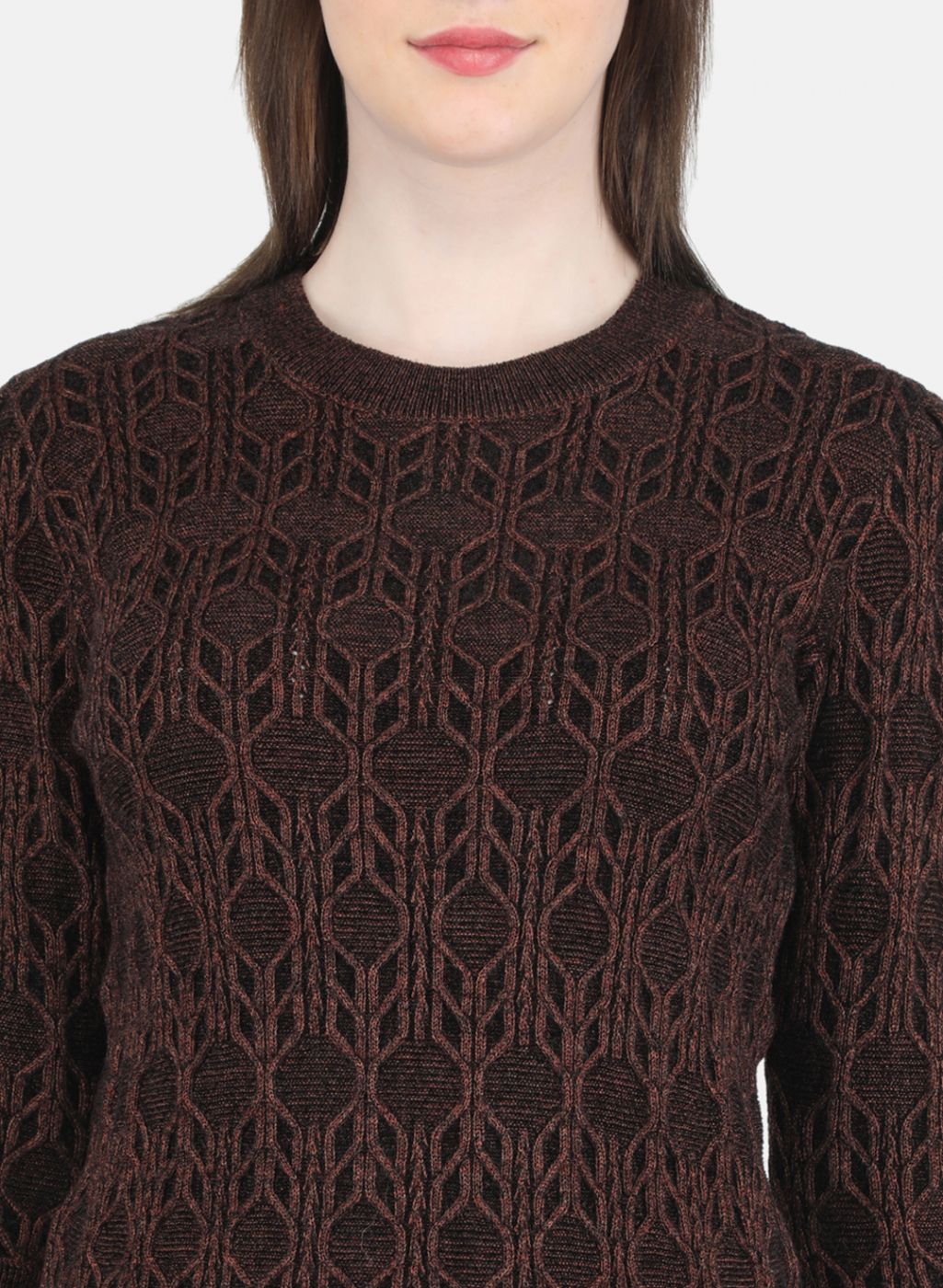Women Brown Self Design Top