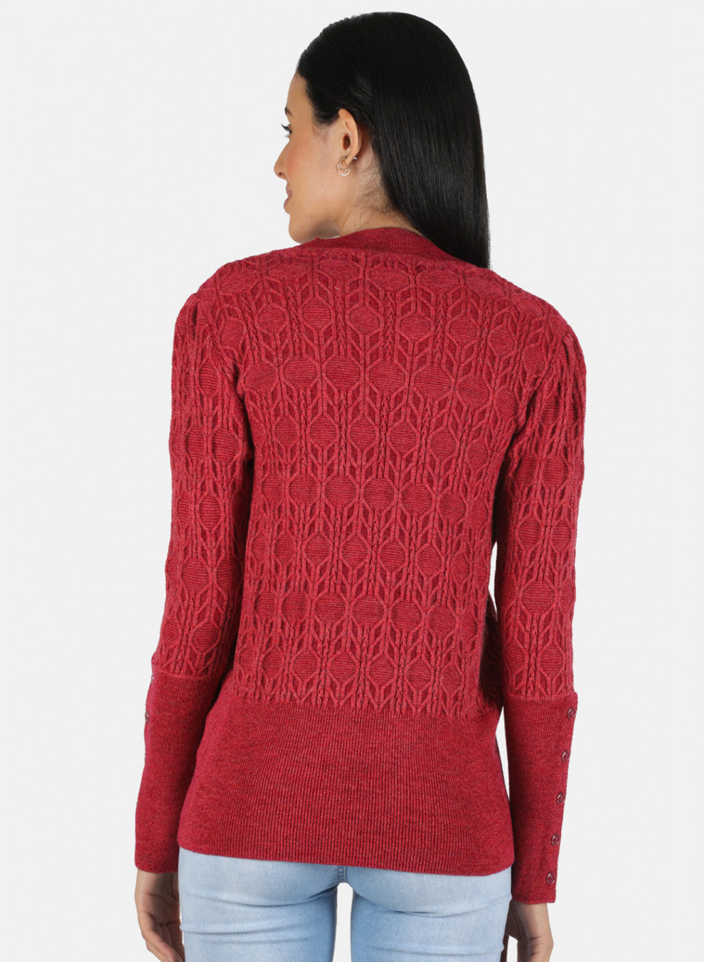 Women Red Self Design Top