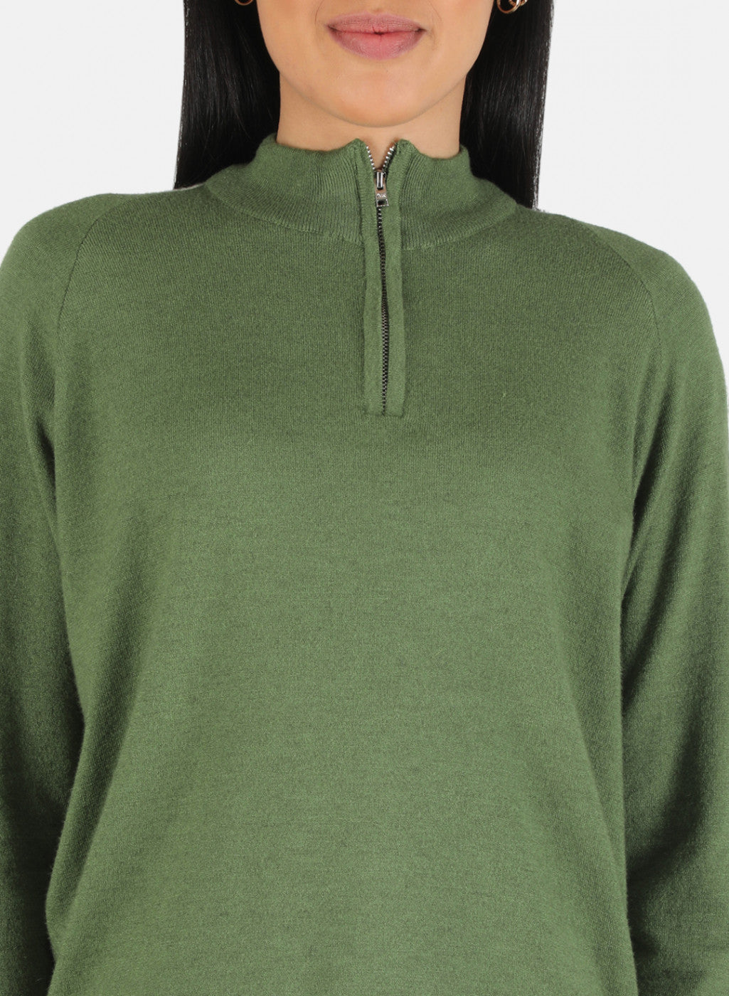Women Green Self Design Pullover