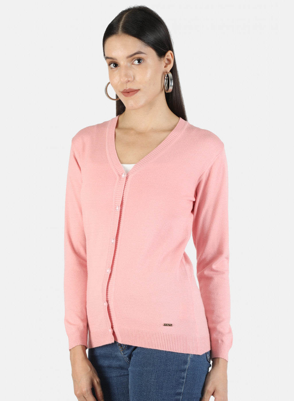 Women Pink Solid Cardigan