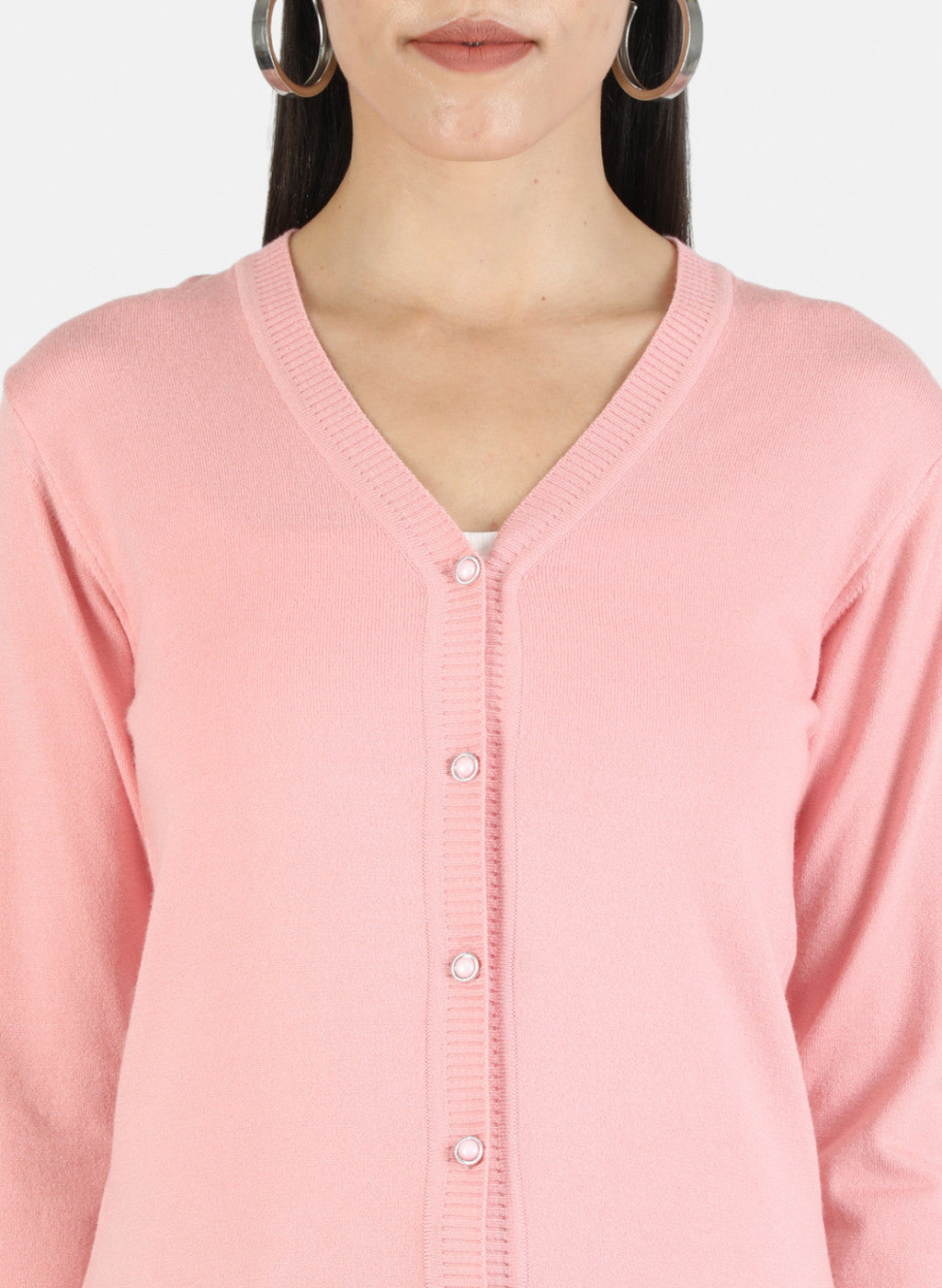 Women Pink Solid Cardigan