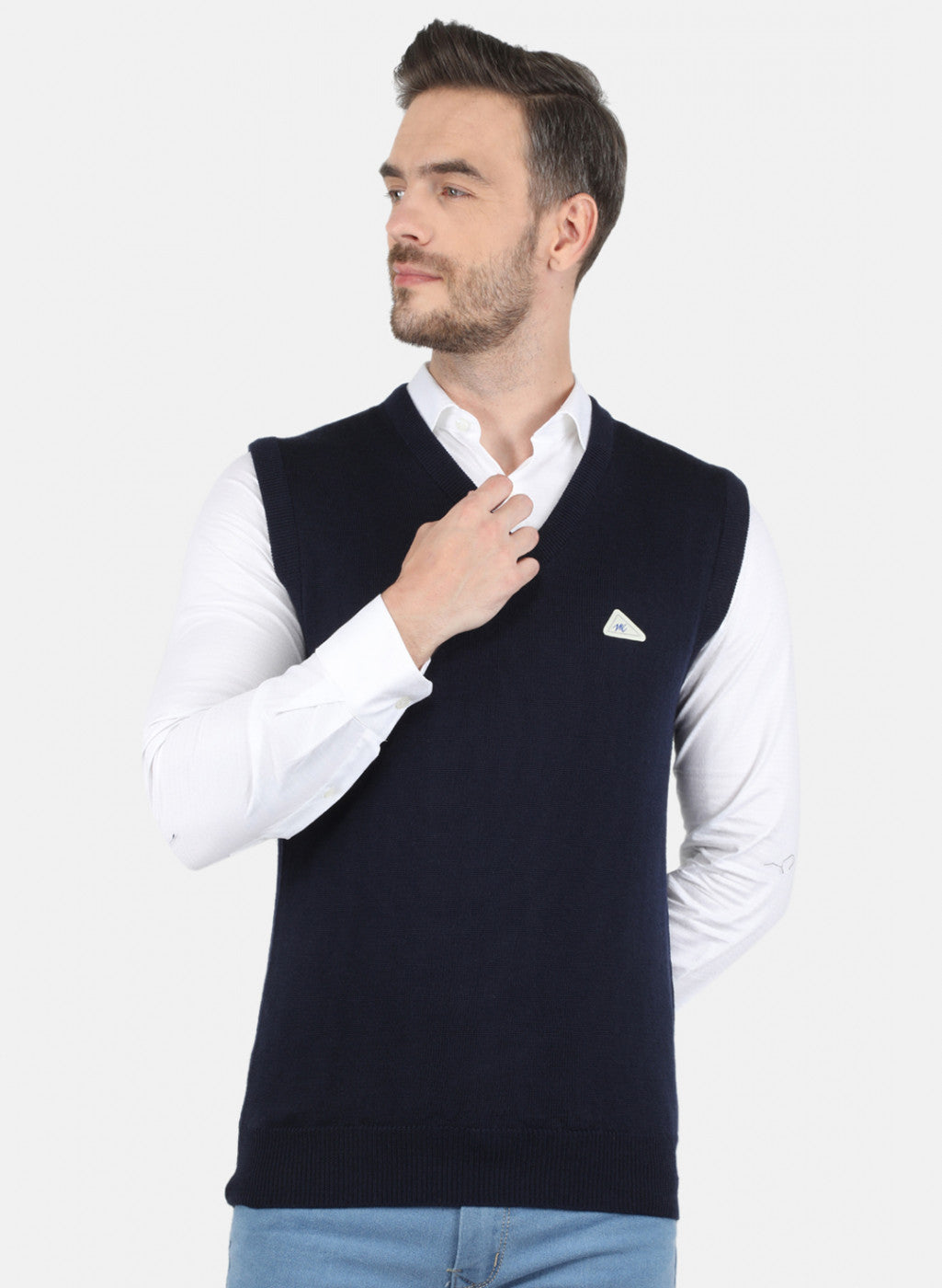 Men NAvy Blue Solid Sweater