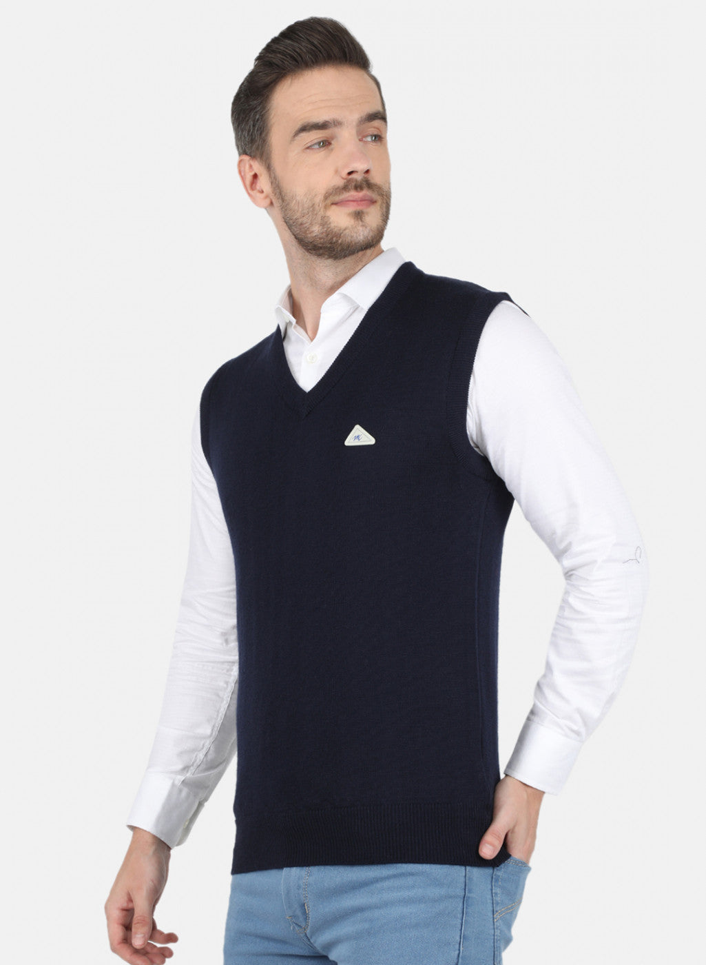 Men NAvy Blue Solid Sweater