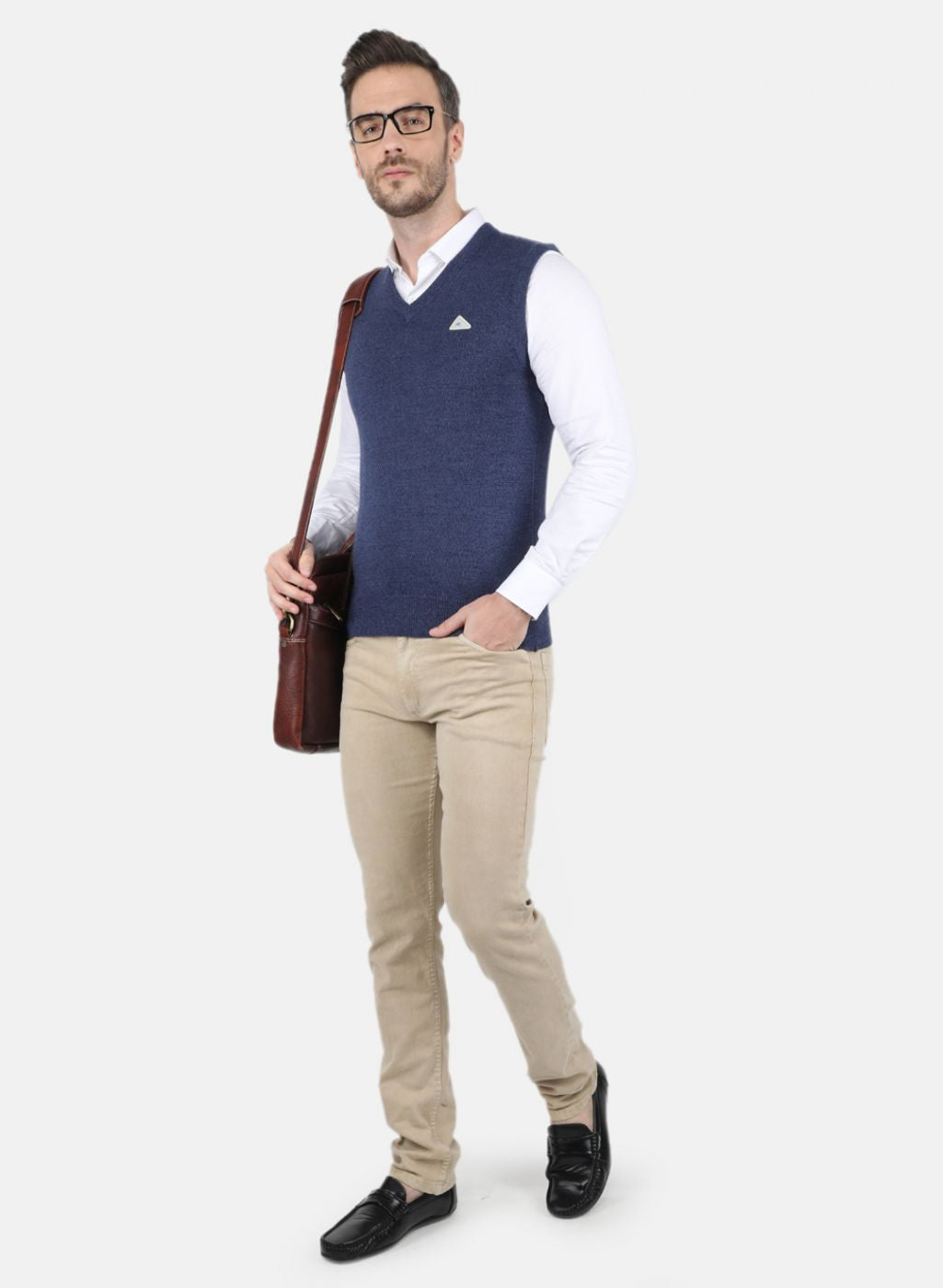 Men NAvy Blue Solid Sweater