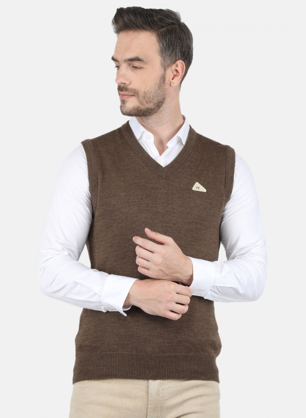 Men Brown Solid Sweater