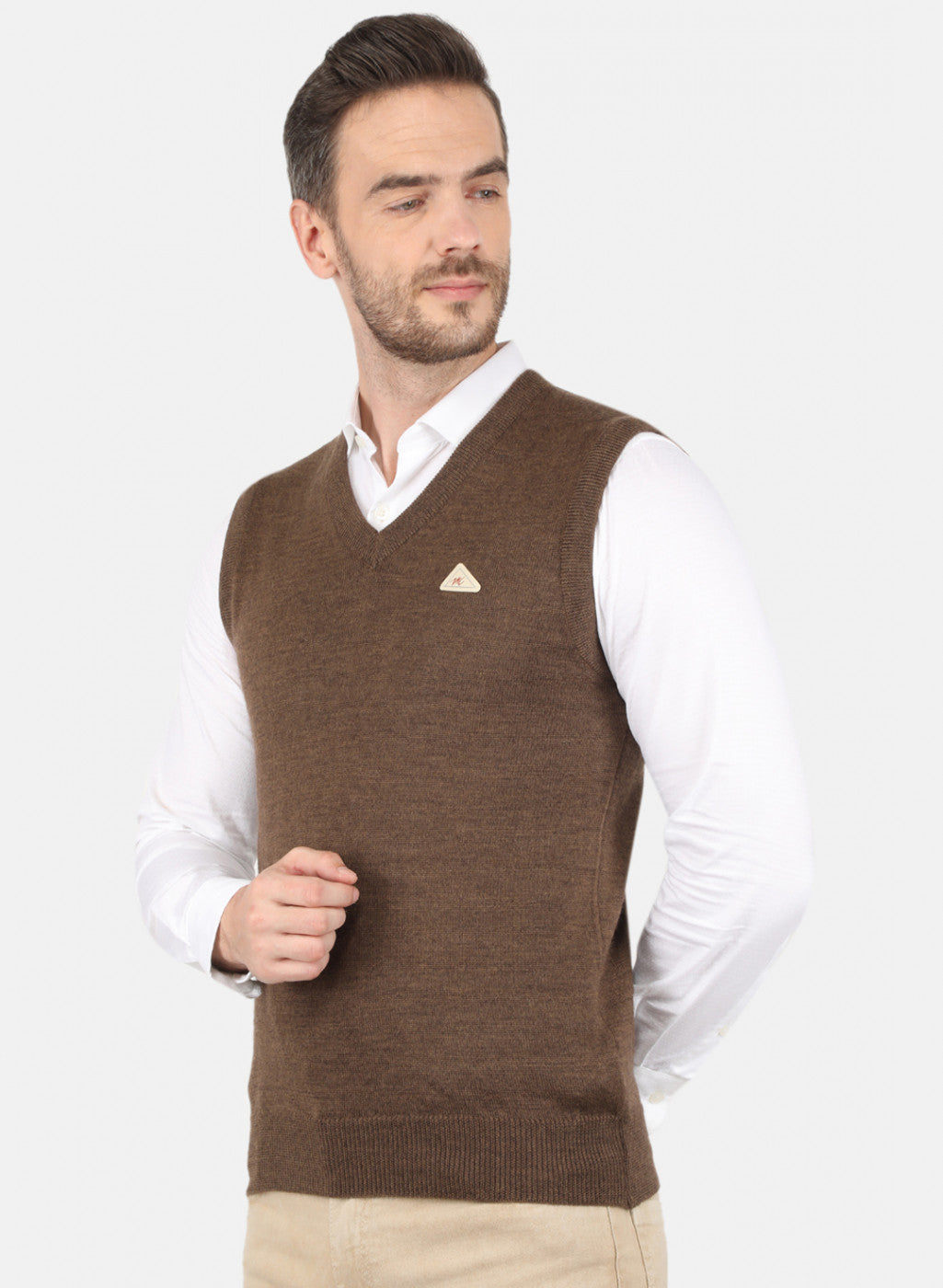 Men Brown Solid Sweater