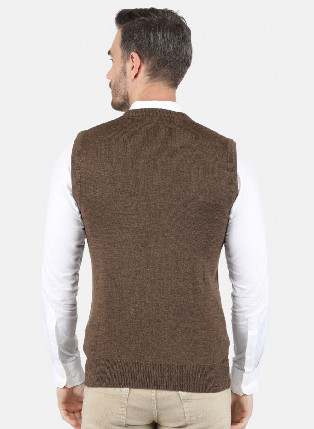 Men Brown Solid Sweater