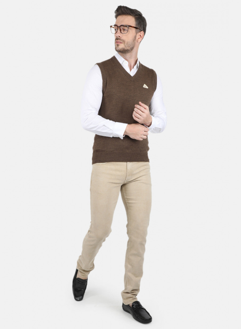 Men Brown Solid Sweater