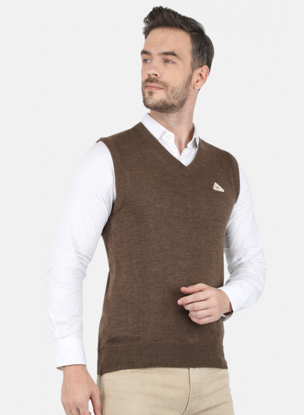 Men Brown Solid Sweater