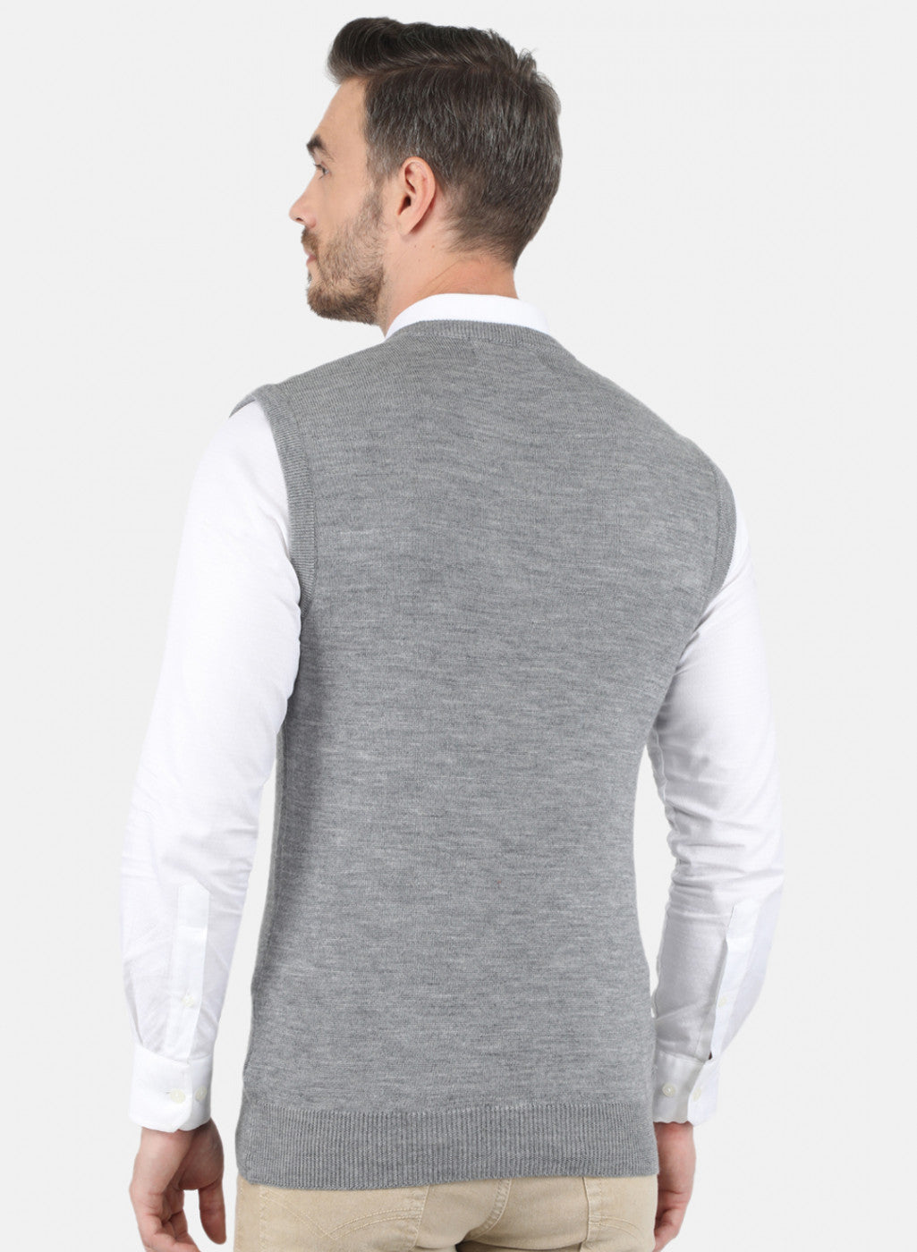 Men Grey Solid Sweater