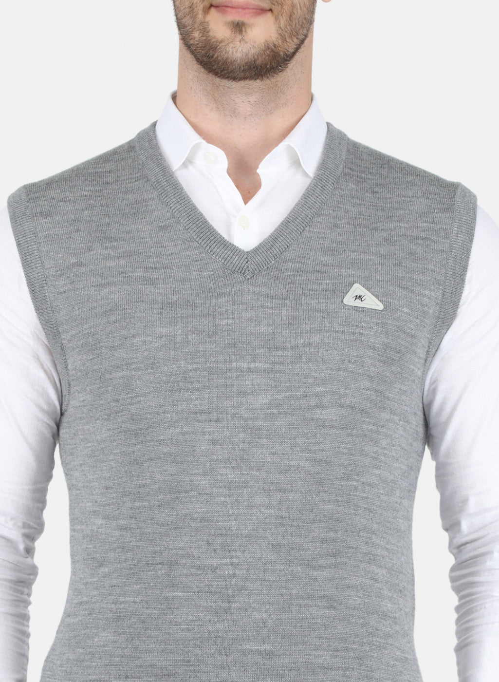 Men Grey Solid Sweater