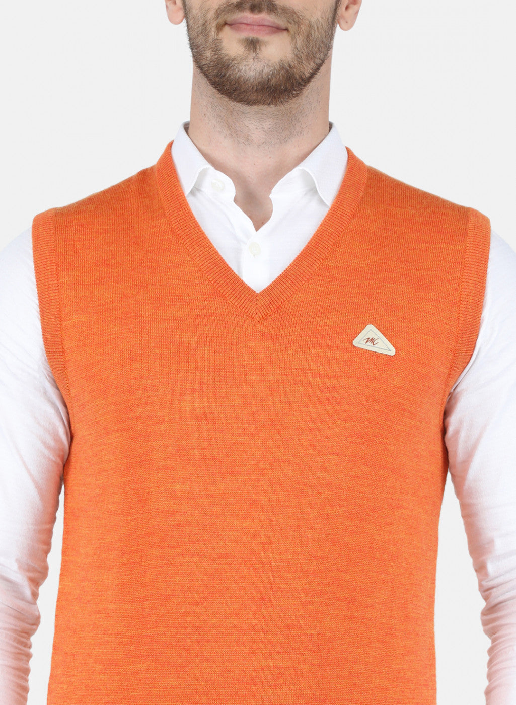 Men Orange Solid Sweater