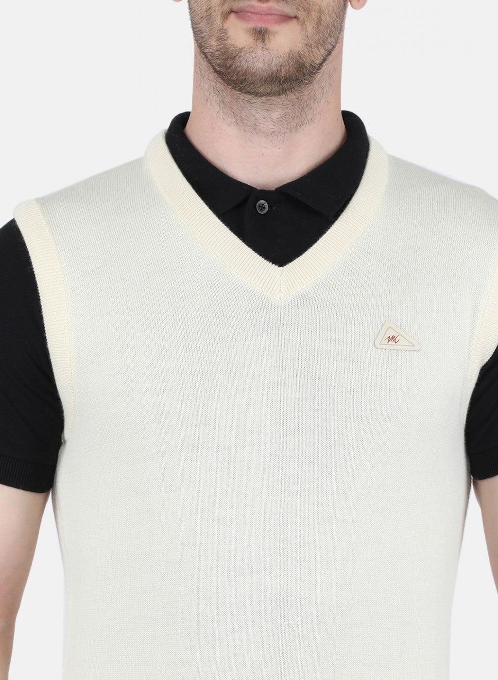 Men Cream Solid Sweater