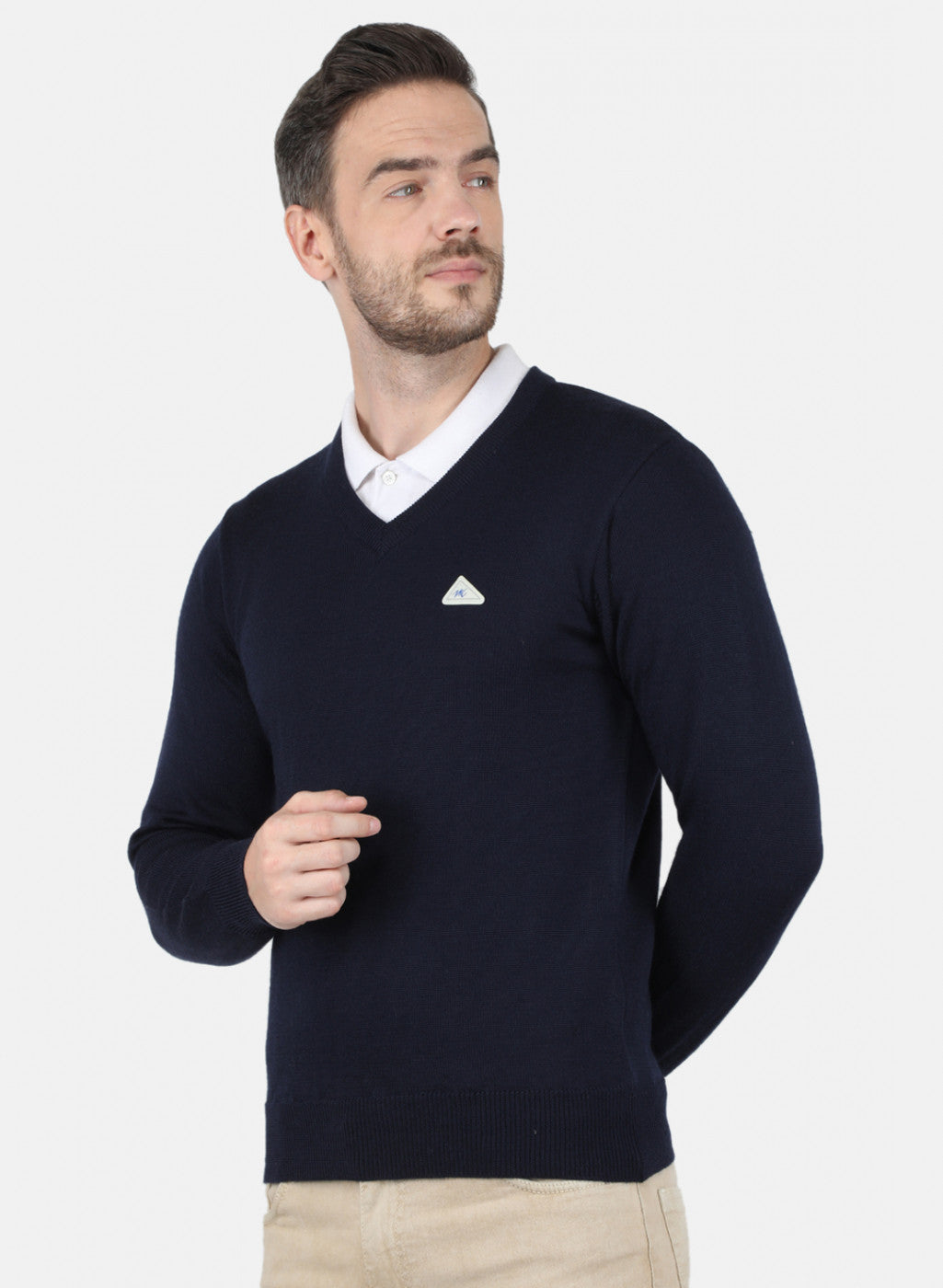 Men NAvy Blue Solid Pullover