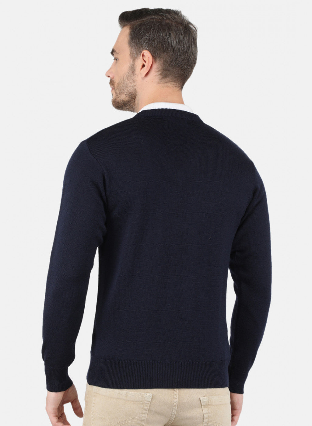 Men NAvy Blue Solid Pullover