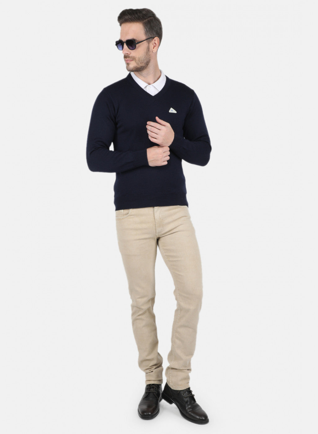 Men NAvy Blue Solid Pullover