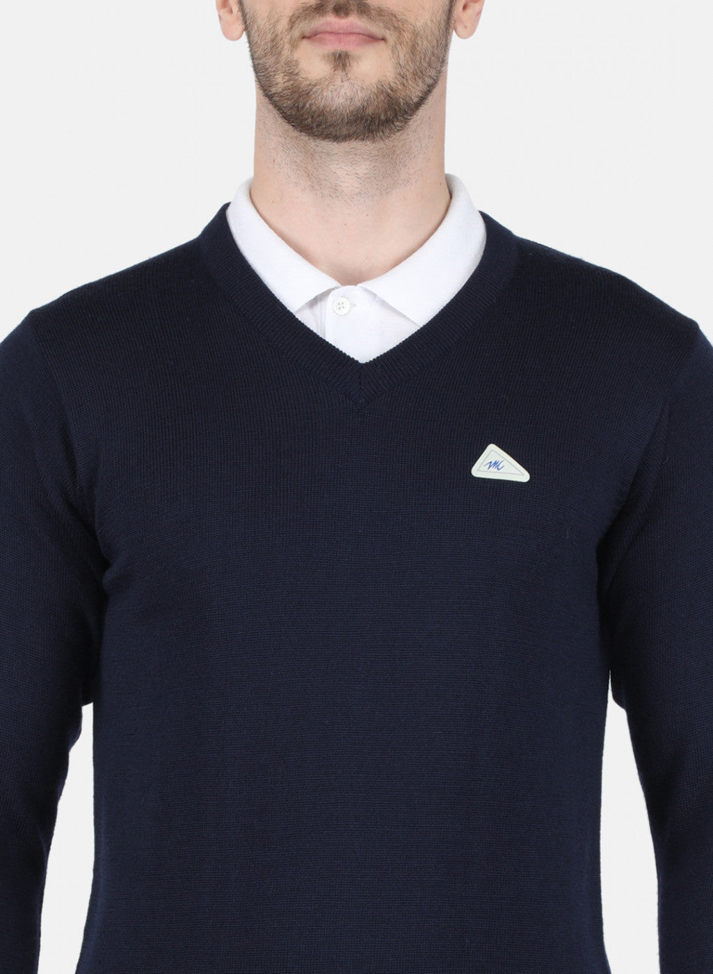 Men NAvy Blue Solid Pullover