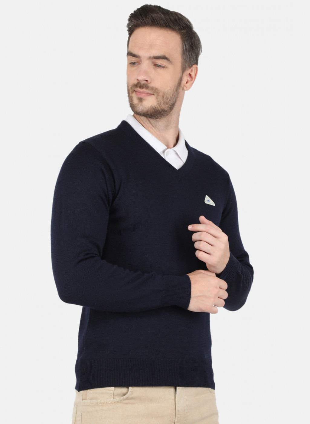 Men NAvy Blue Solid Pullover