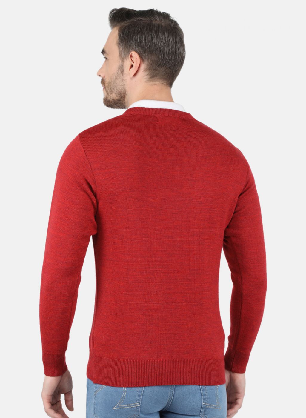 Men Red Solid Pullover