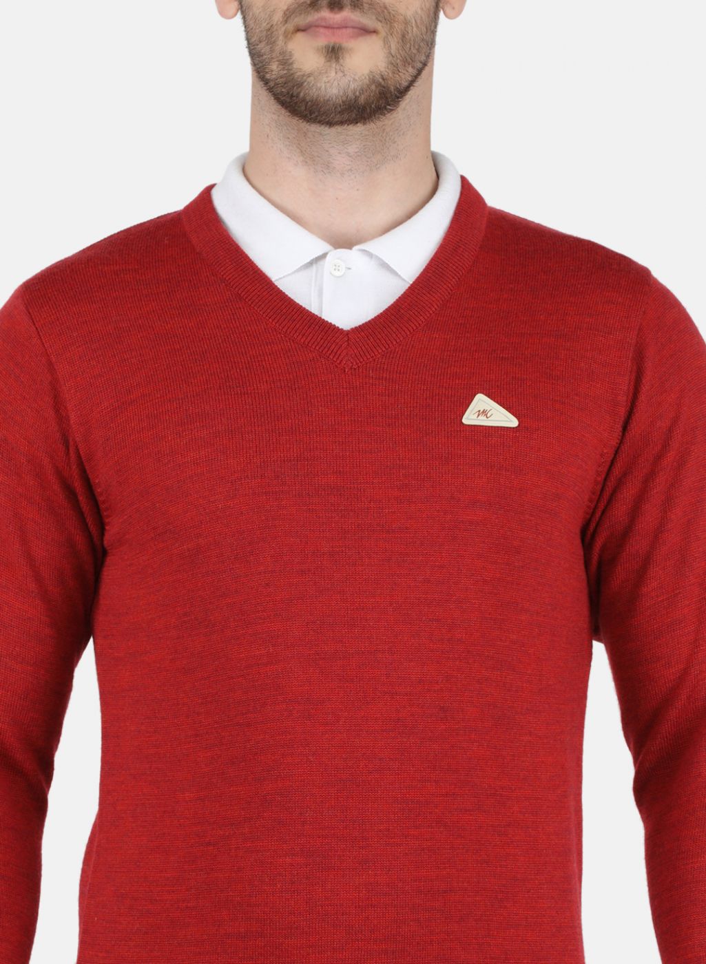 Men Red Solid Pullover