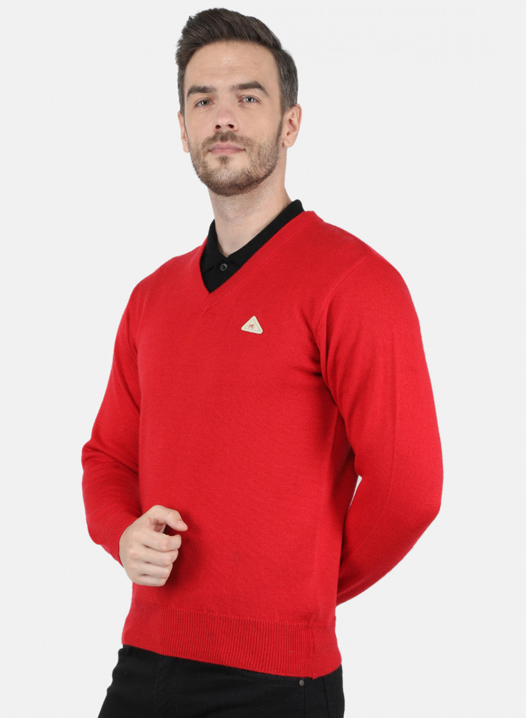 Men Red Solid Pullover