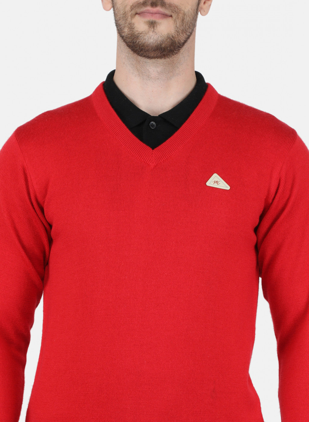 Men Red Solid Pullover