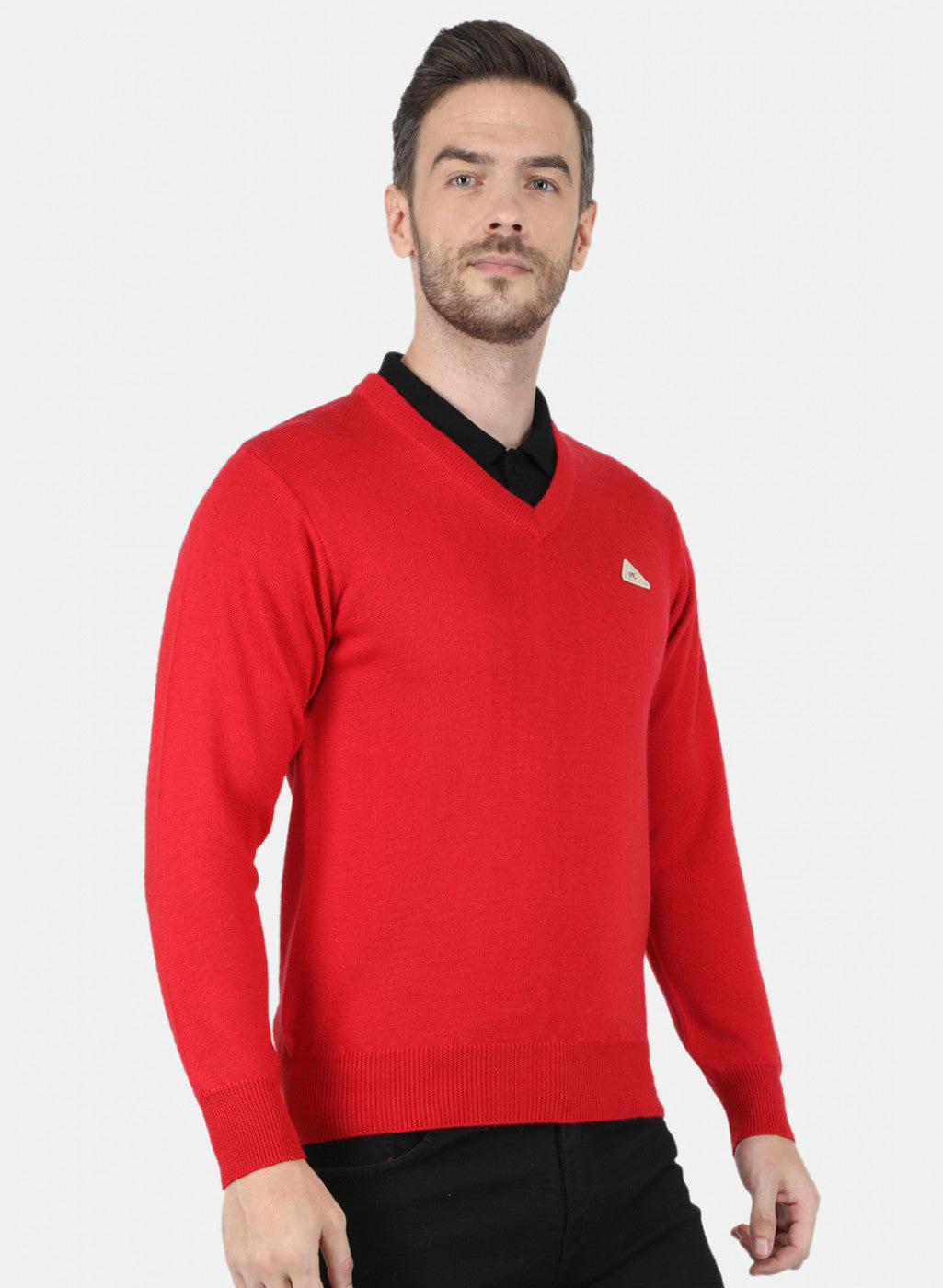 Men Red Solid Pullover