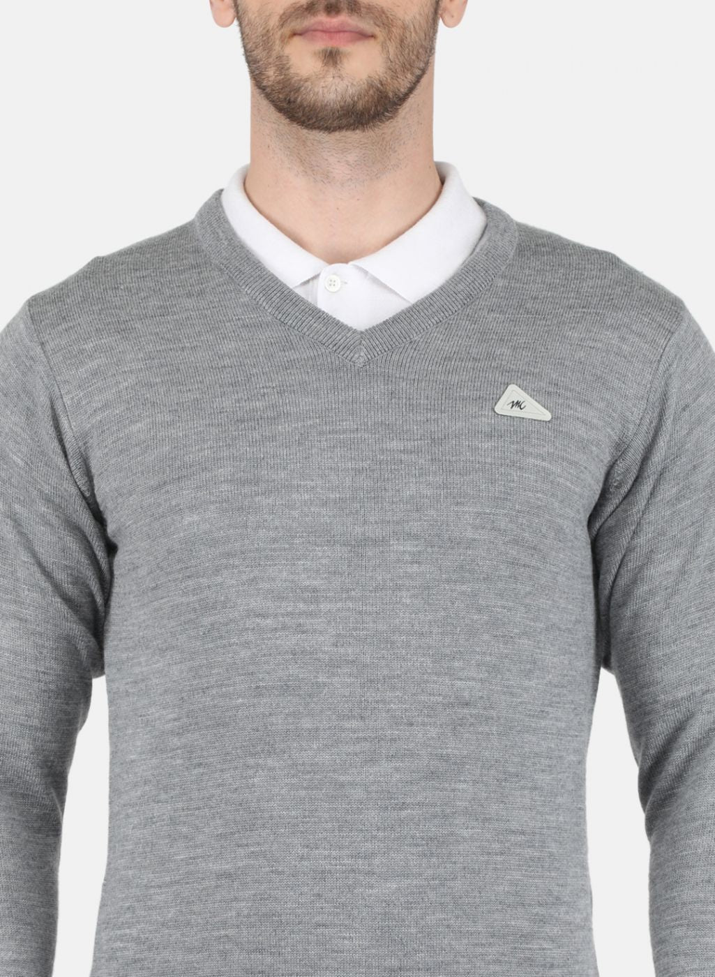 Men Grey Solid Pullover