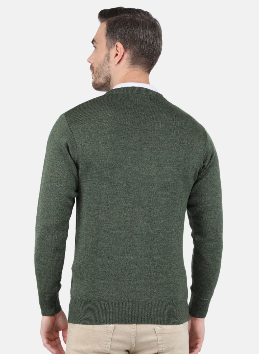 Men Olive Solid Pullover