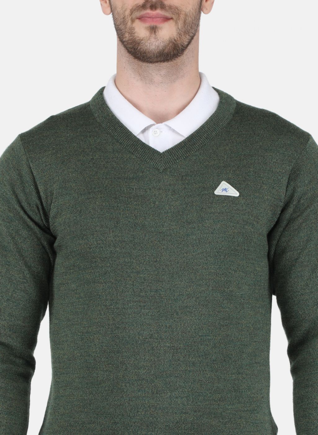 Men Olive Solid Pullover