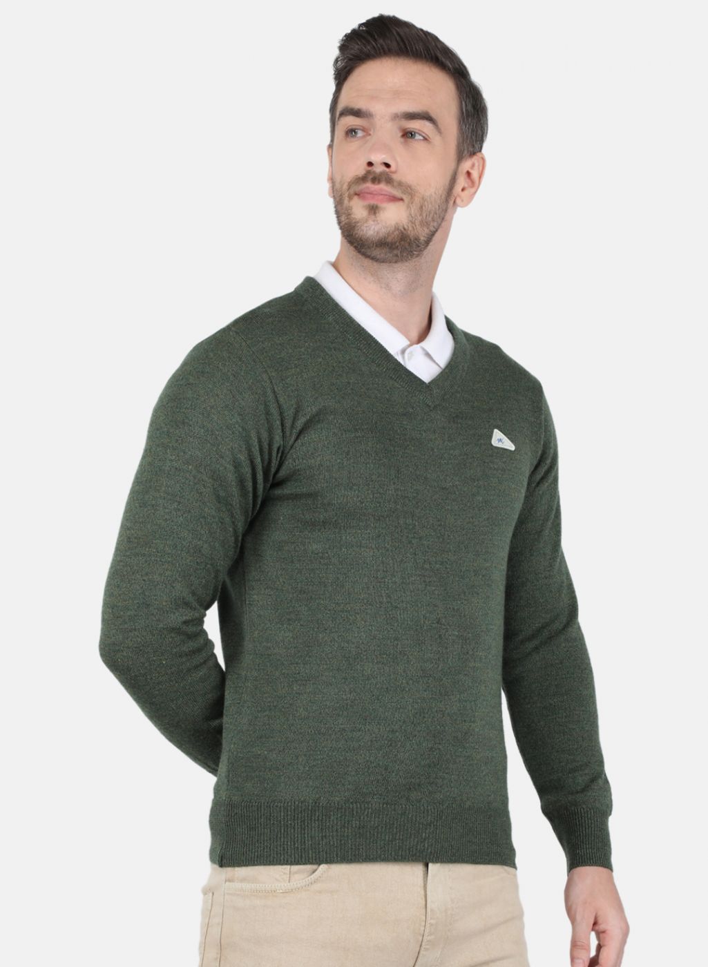 Men Olive Solid Pullover
