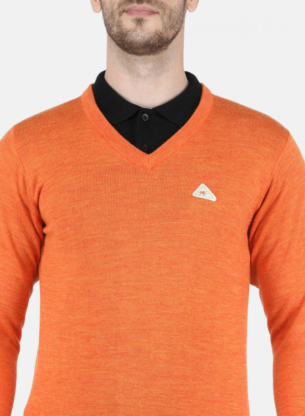 Men Orange Solid Sweater