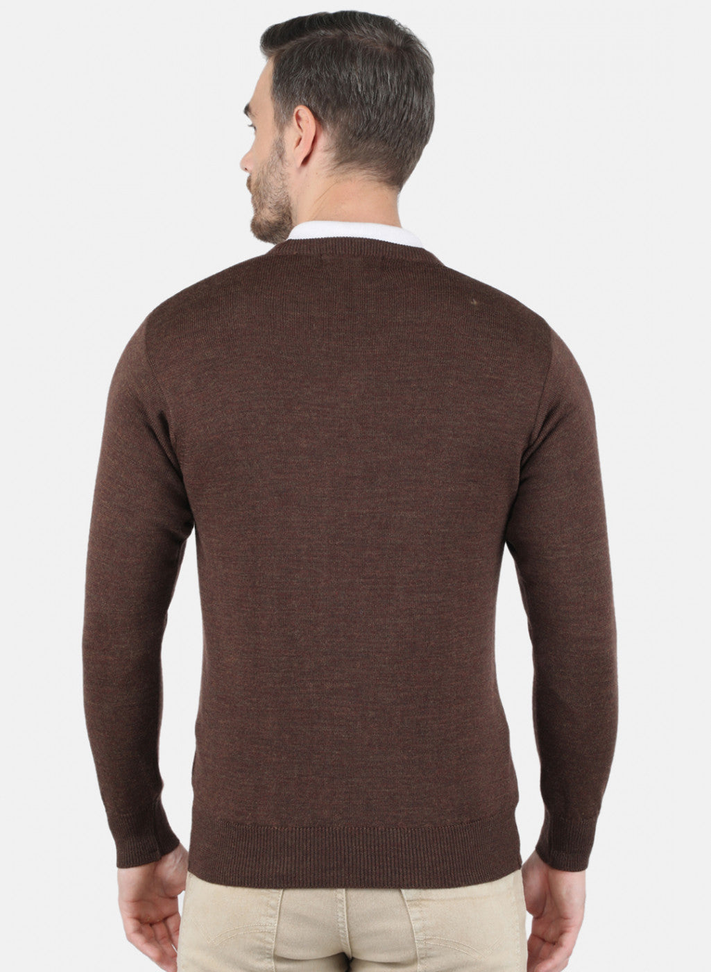 Men Brown Solid Pullover