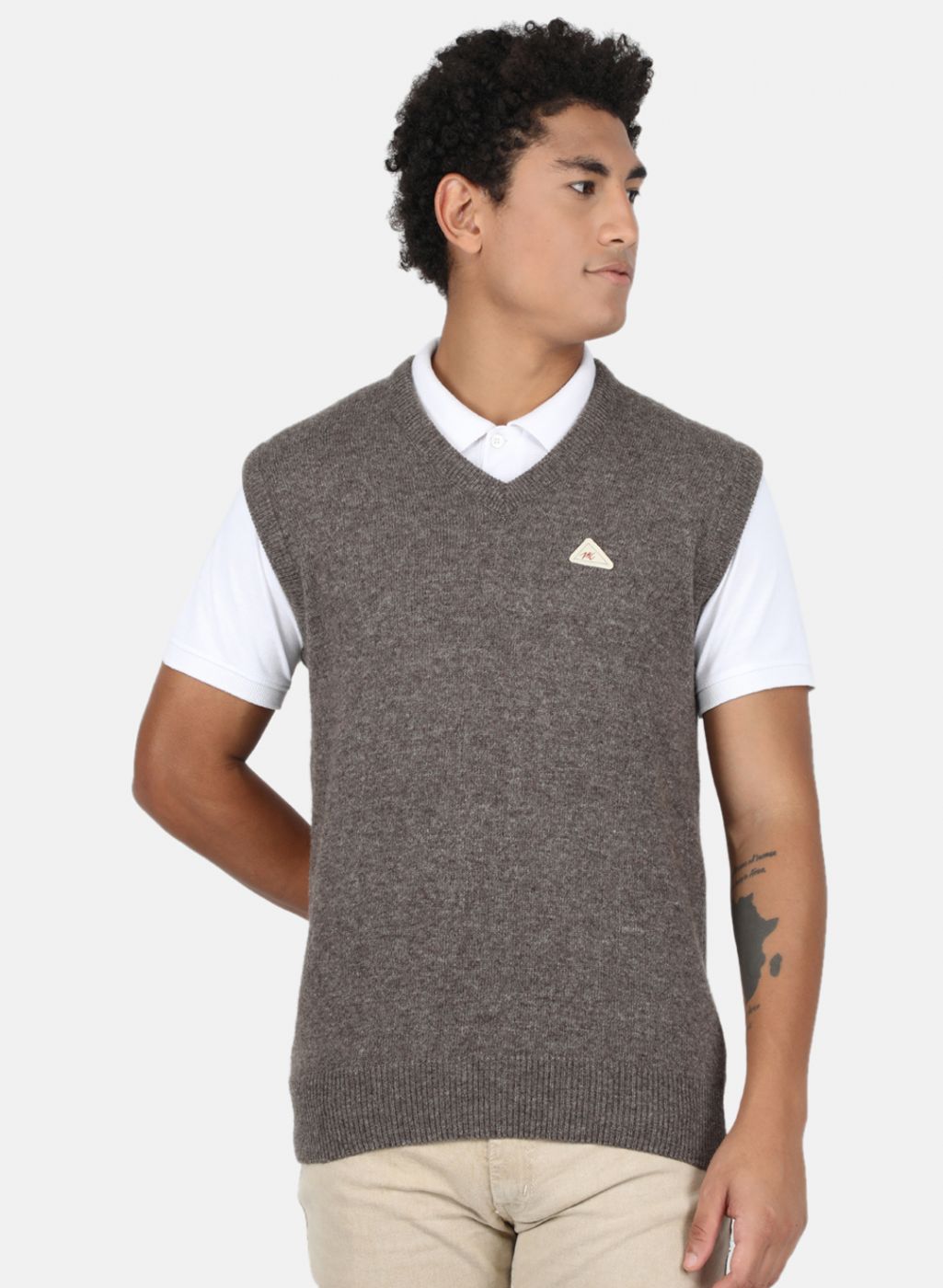 Men Brown Solid Sweater