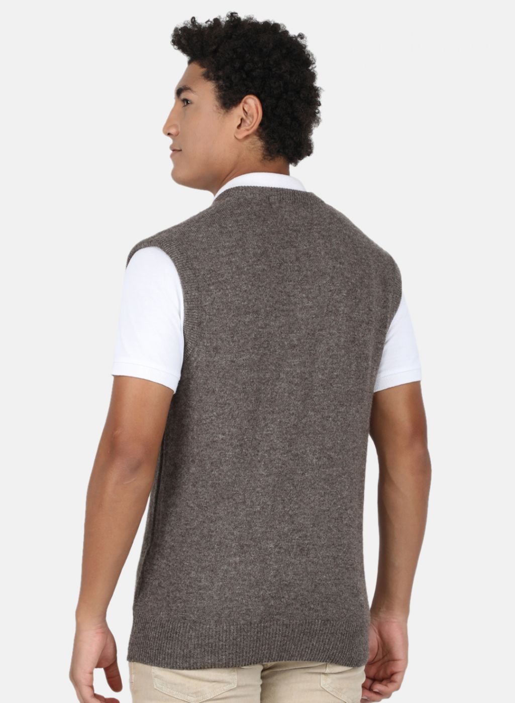 Men Brown Solid Sweater