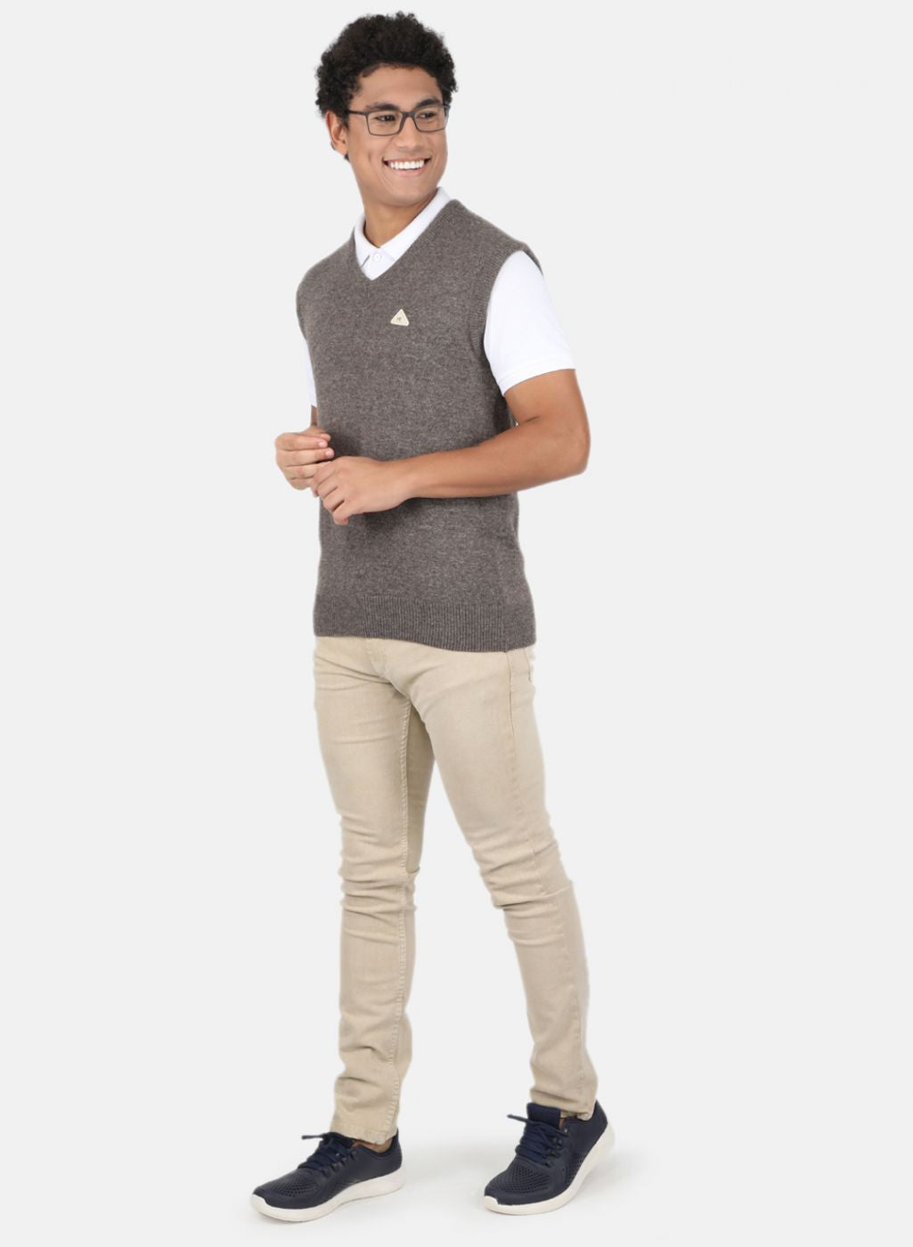 Men Brown Solid Sweater