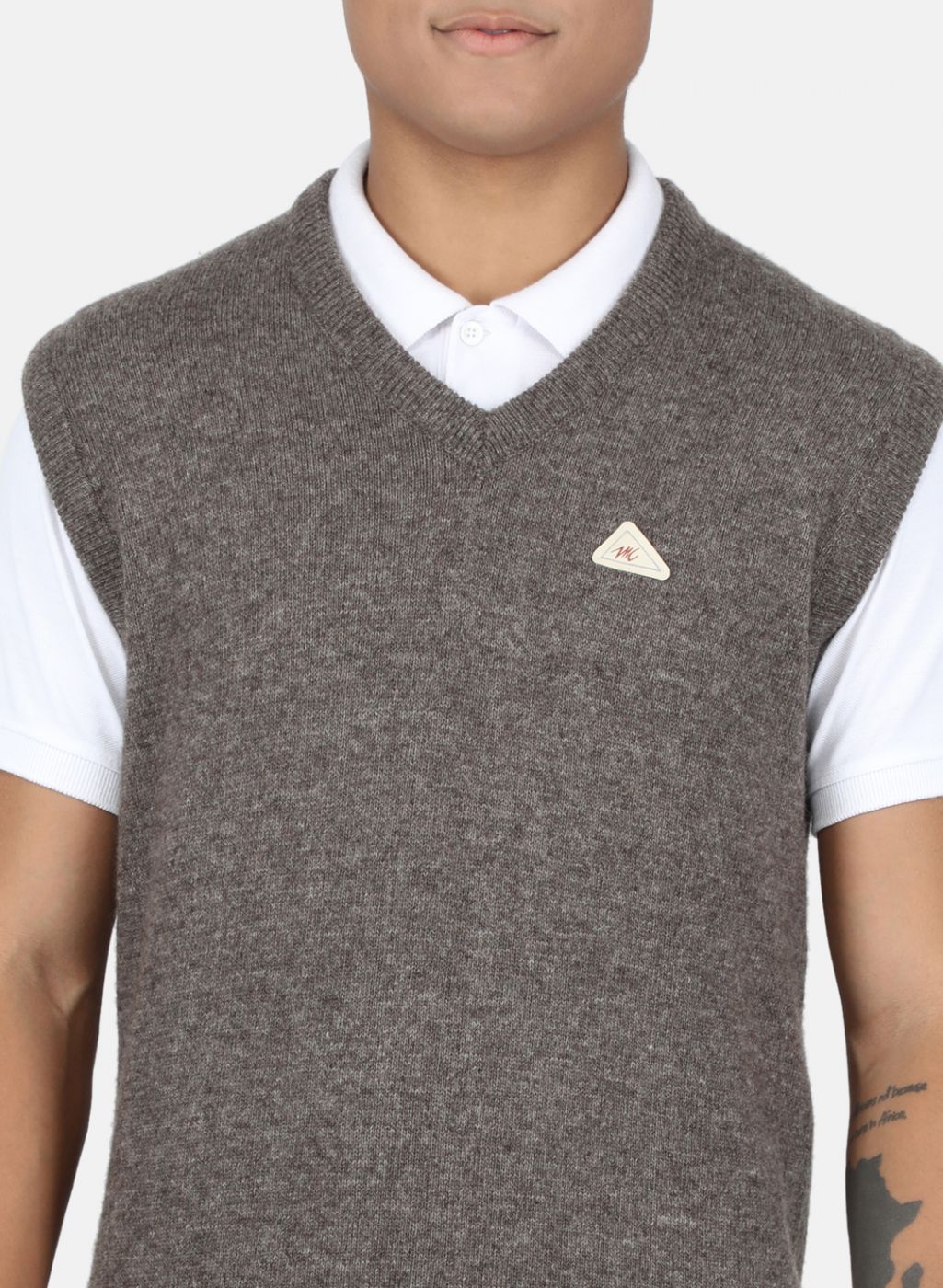 Men Brown Solid Sweater