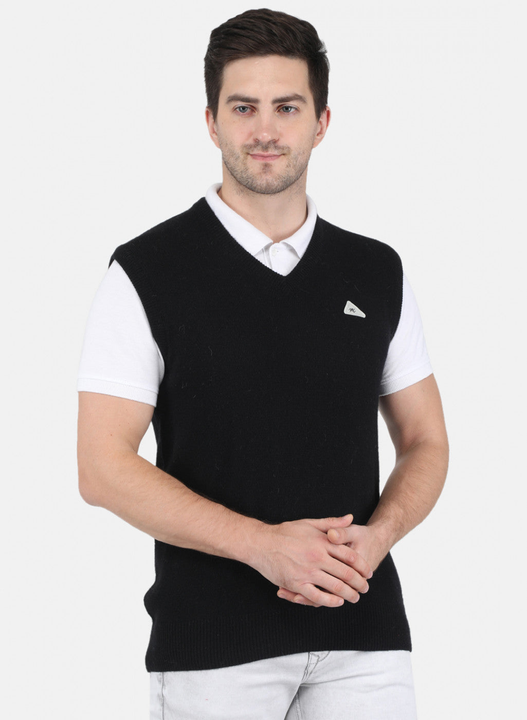 Men Black Solid Sweater