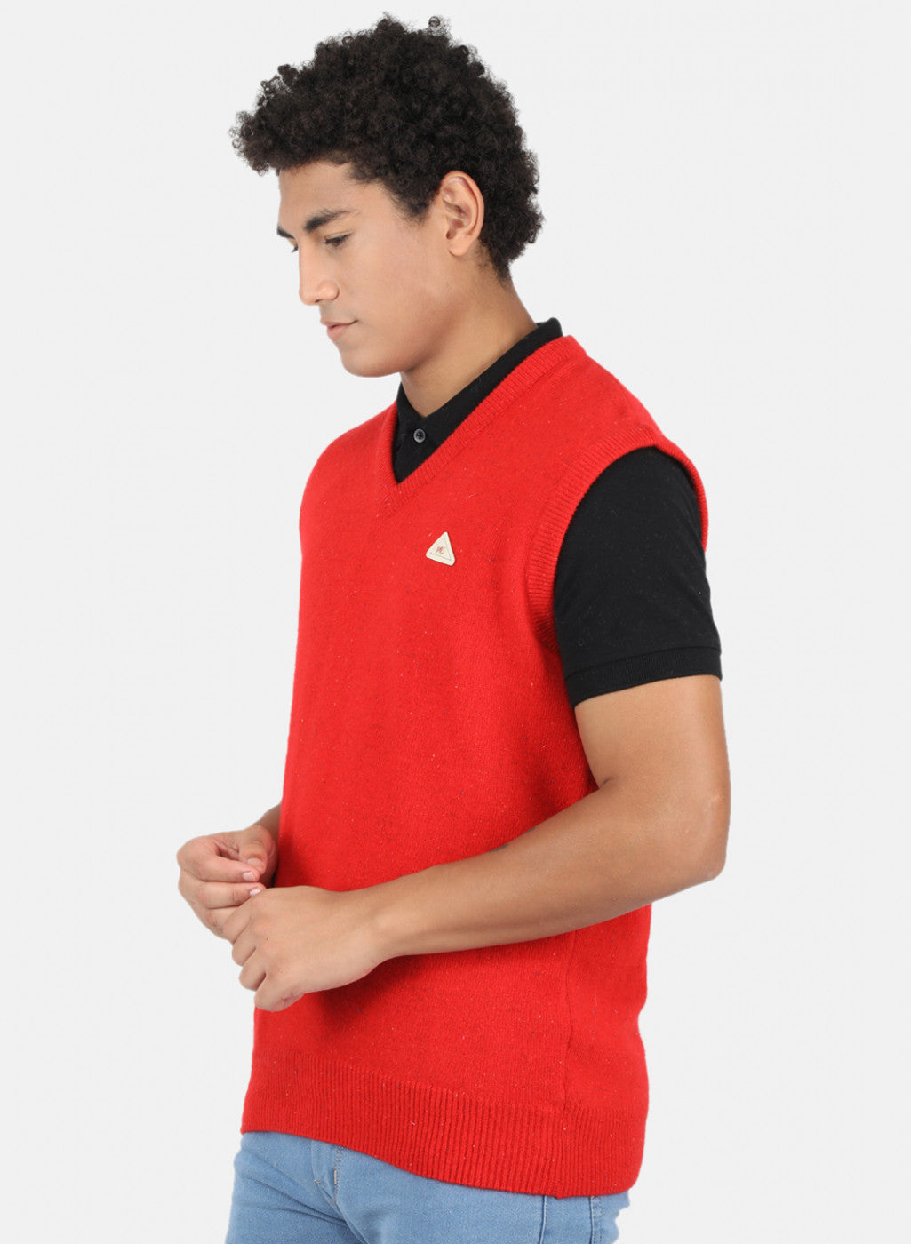 Men Red Solid Sweater