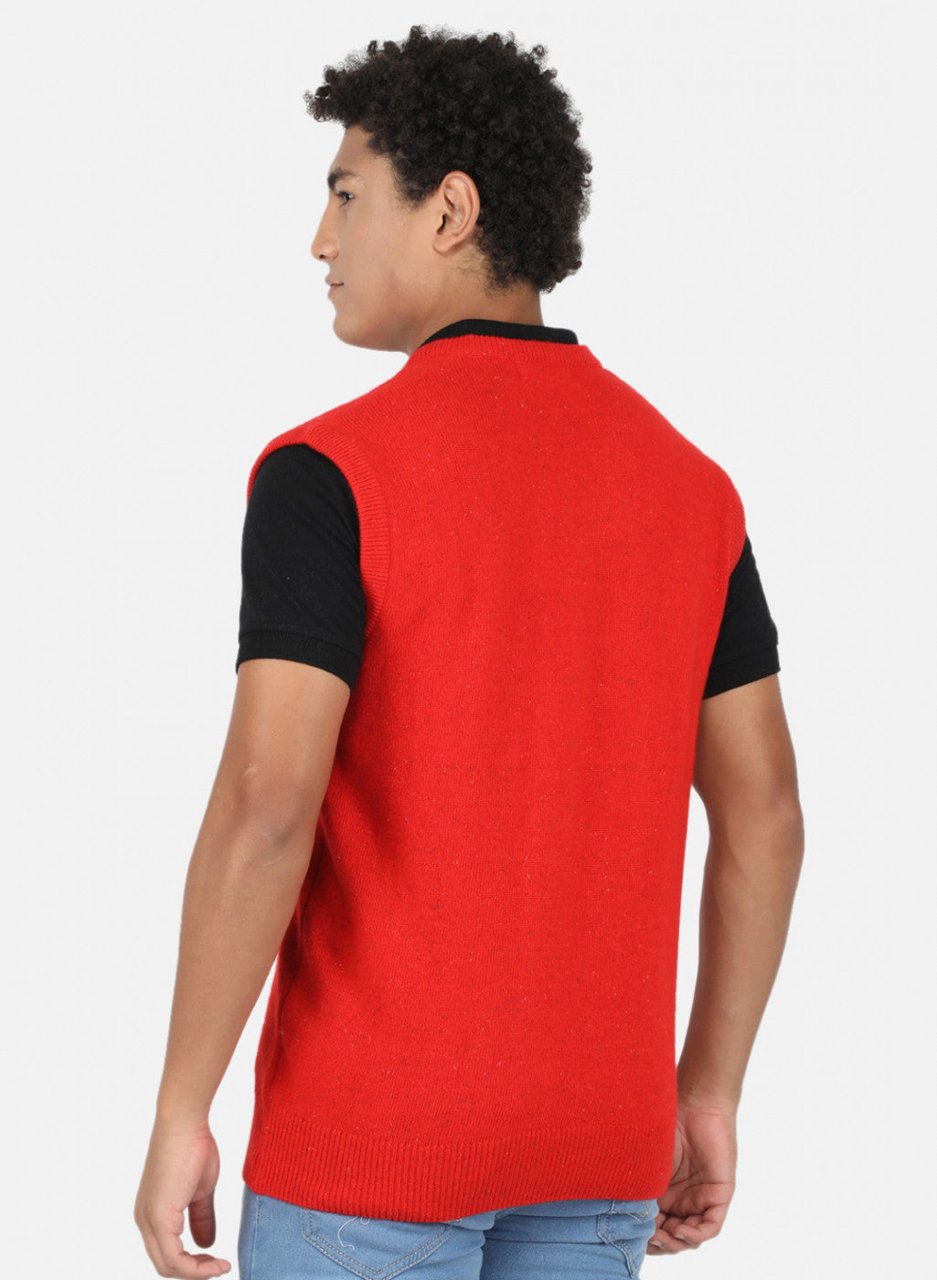 Men Red Solid Sweater