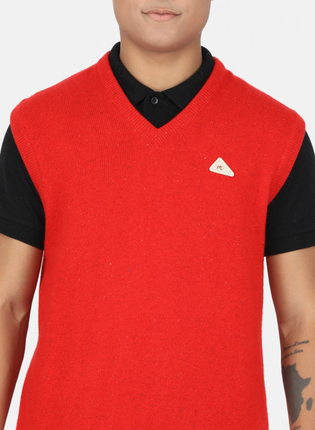 Men Red Solid Sweater