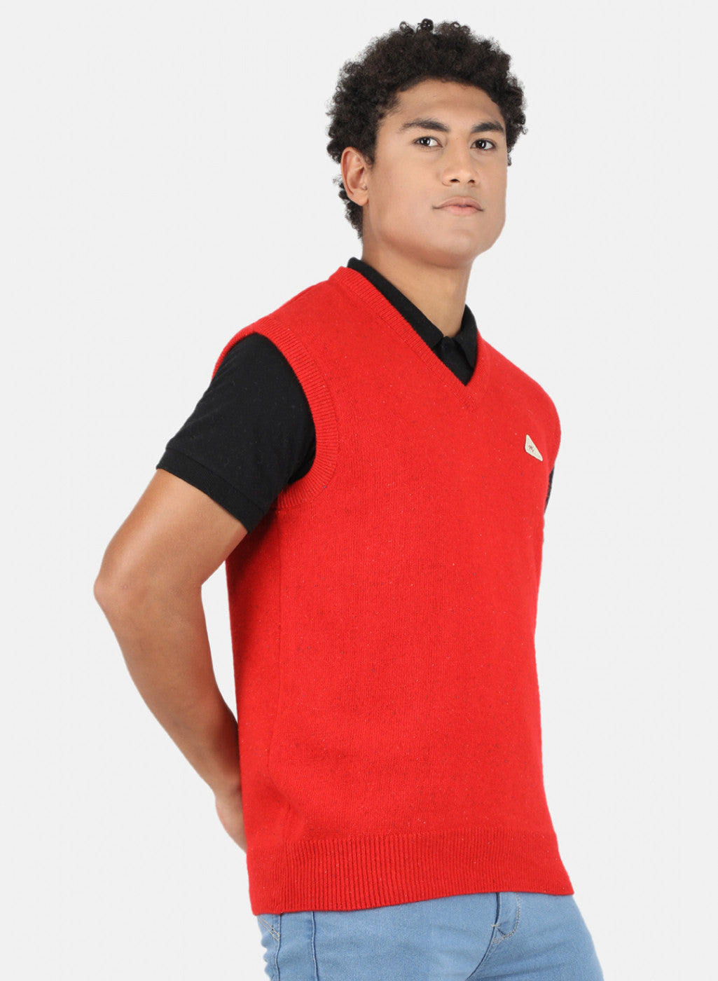 Men Red Solid Sweater