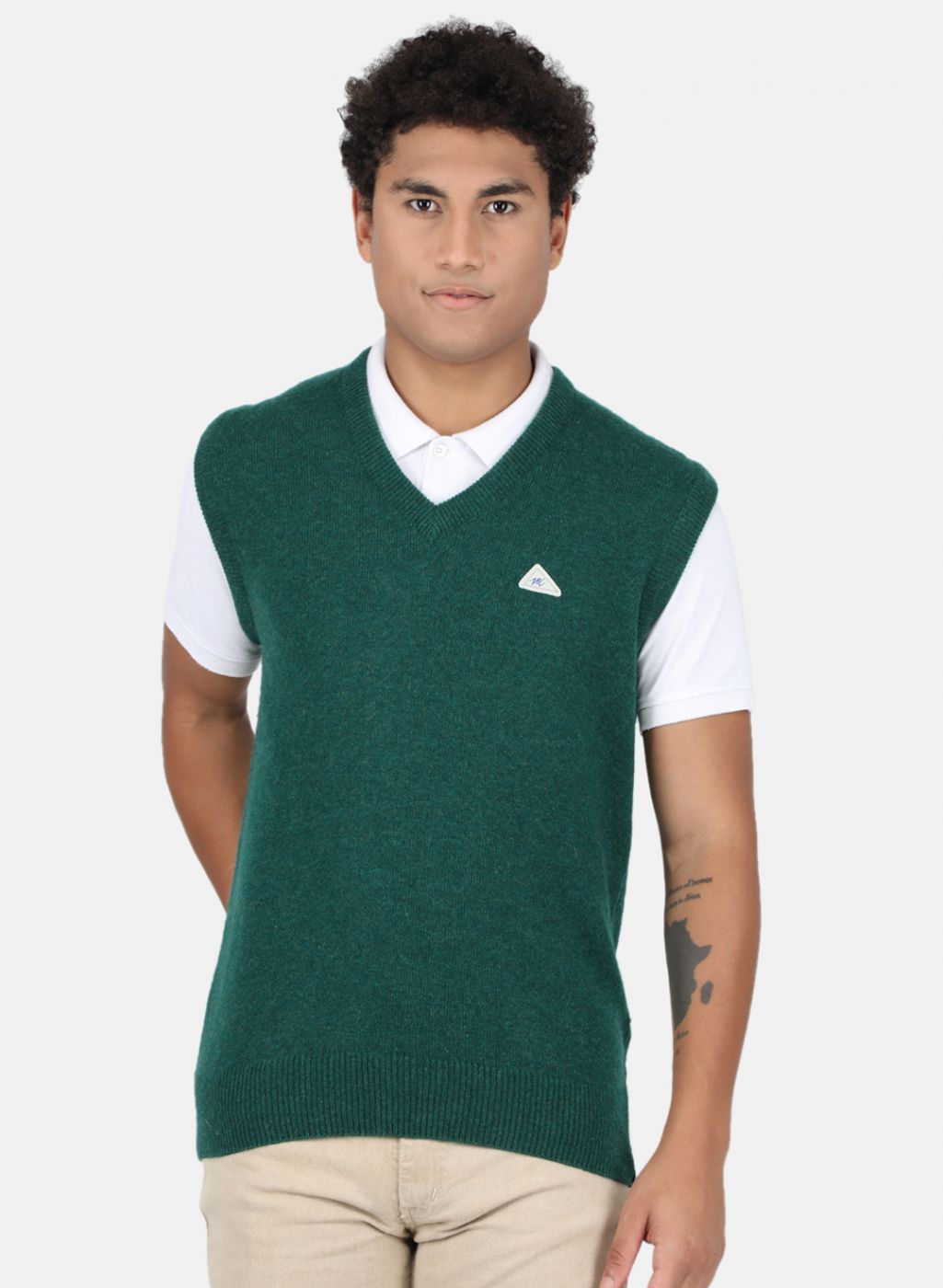 Men Green Solid Sweater