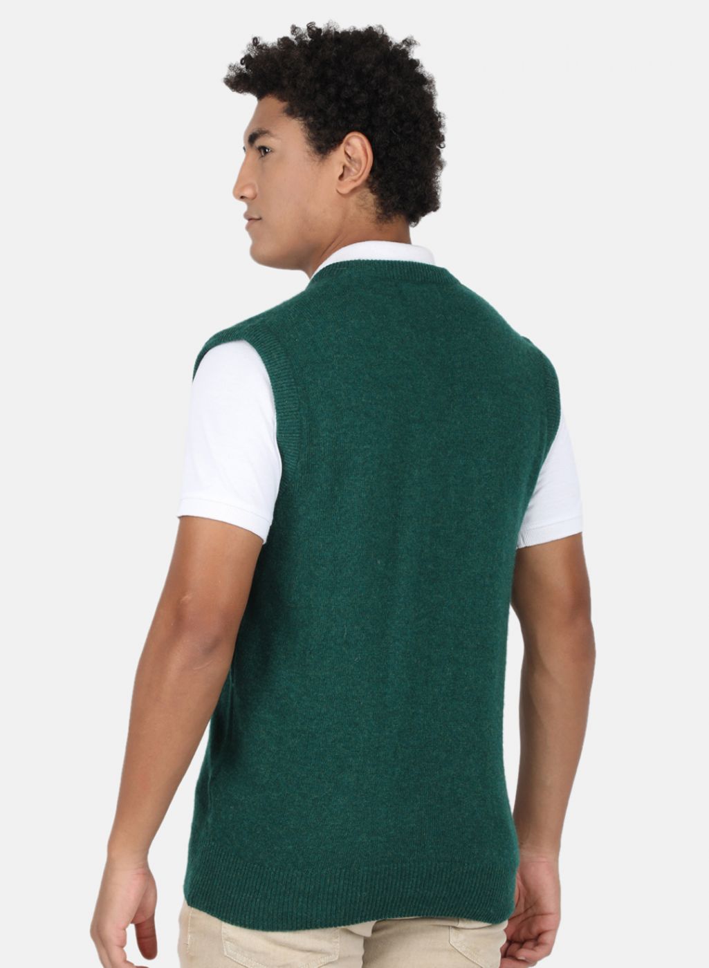 Men Green Solid Sweater