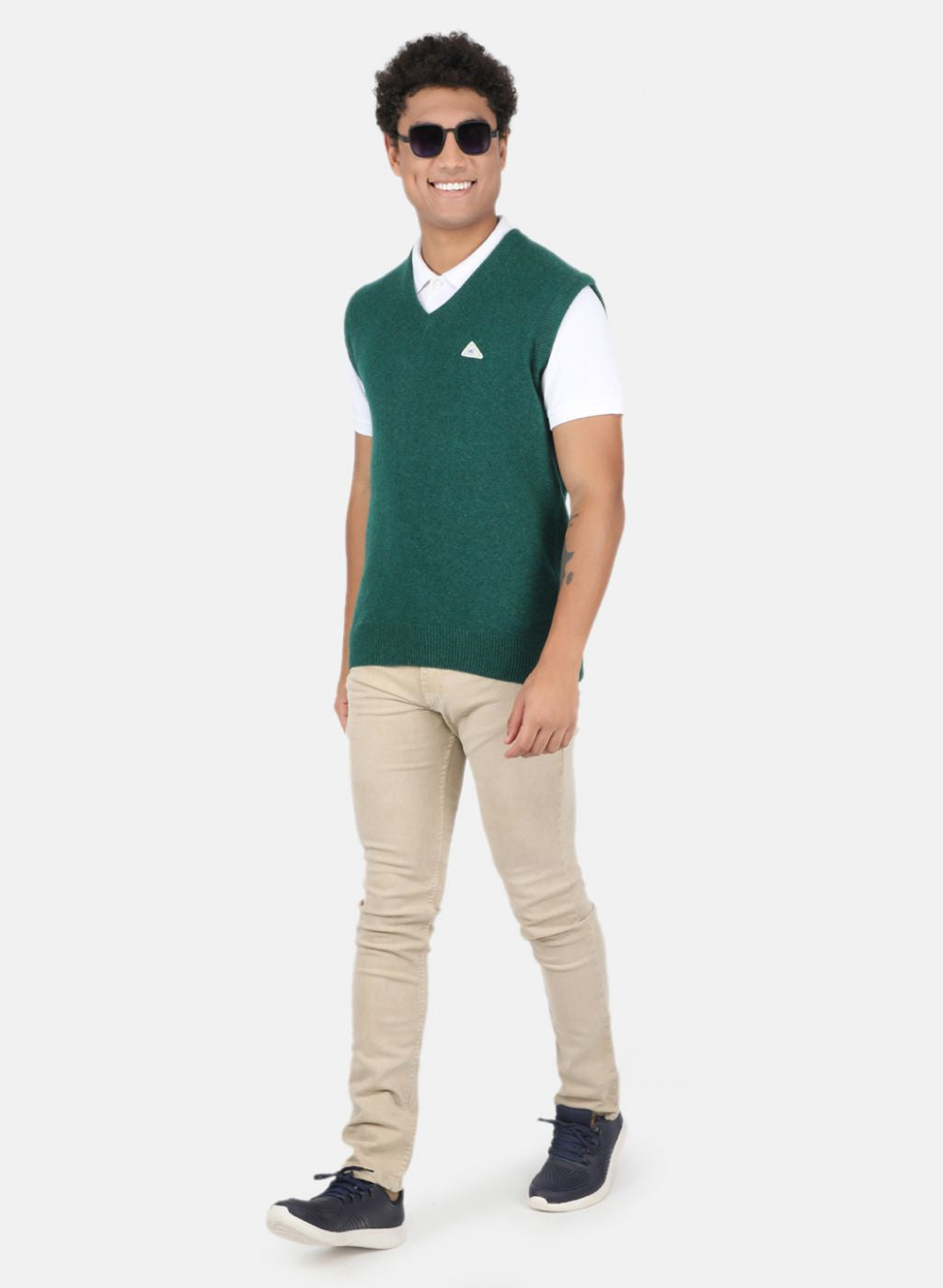 Men Green Solid Sweater