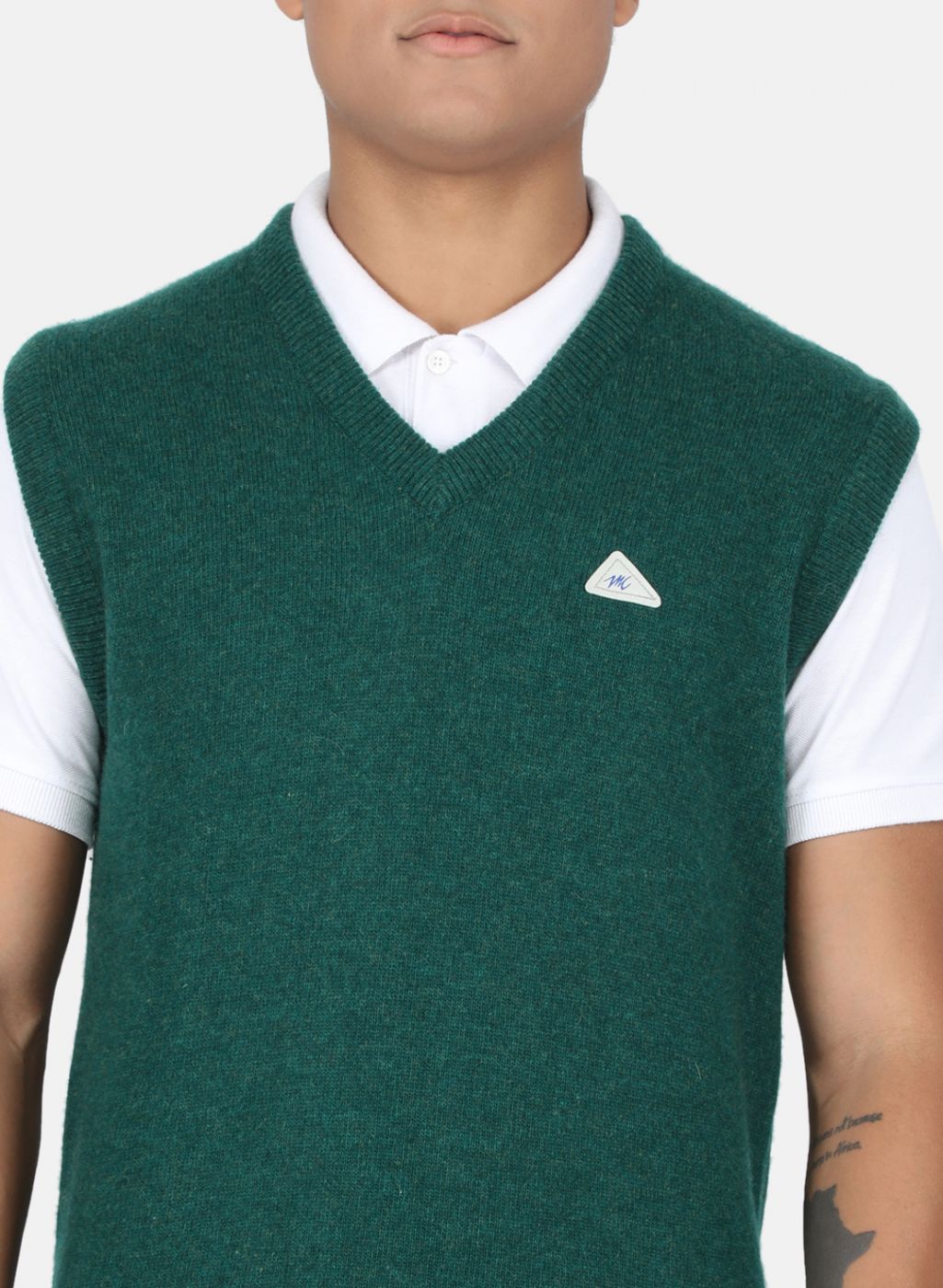 Men Green Solid Sweater