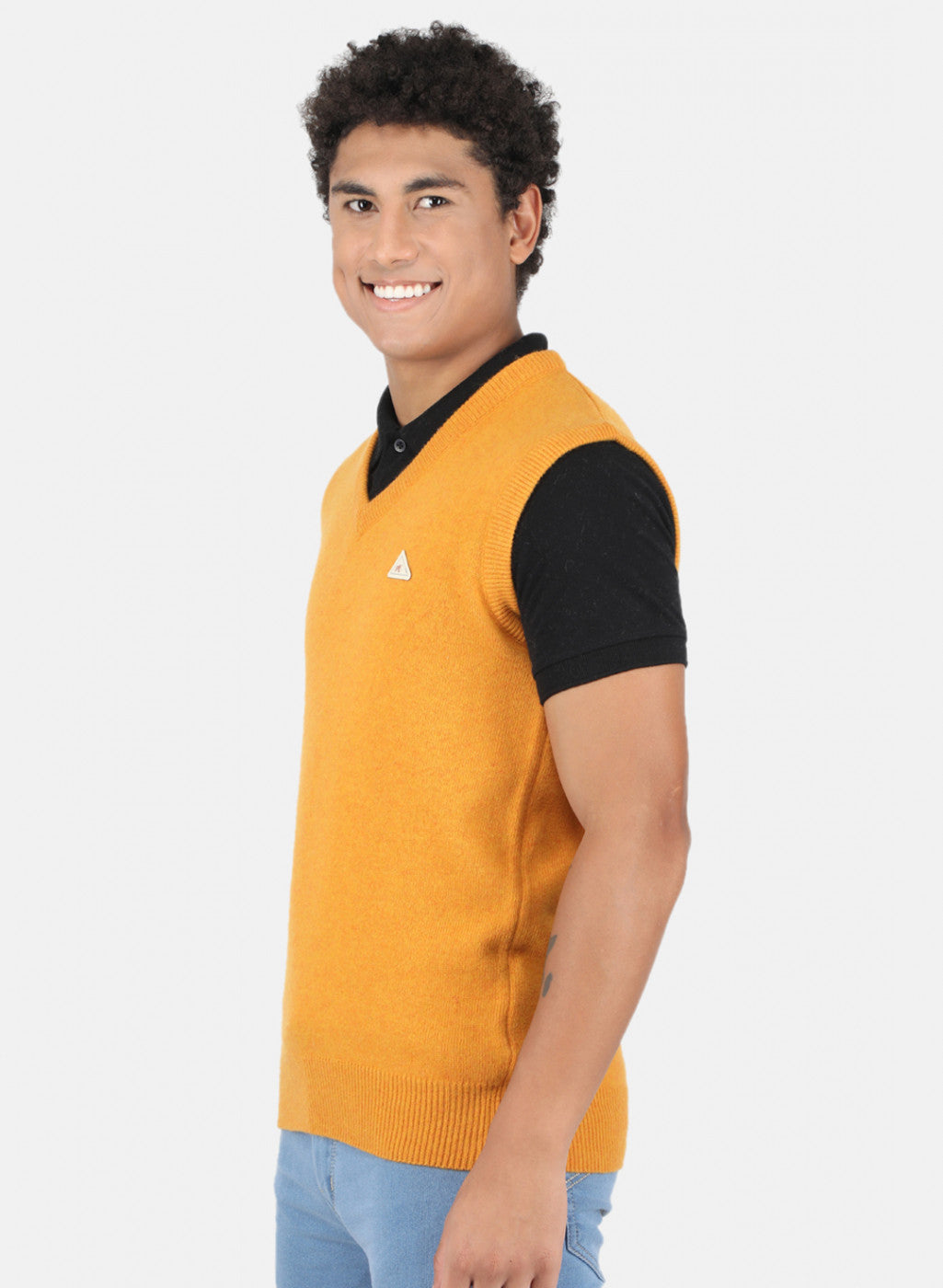 Men Yellow Solid Sweater